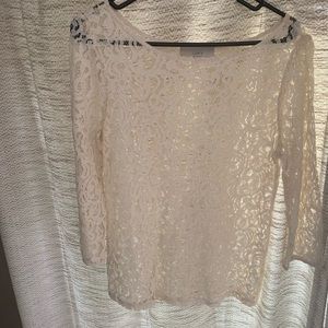 NWOT Ann Taylor Loft Floral lace 3/4 sleeve top - medium